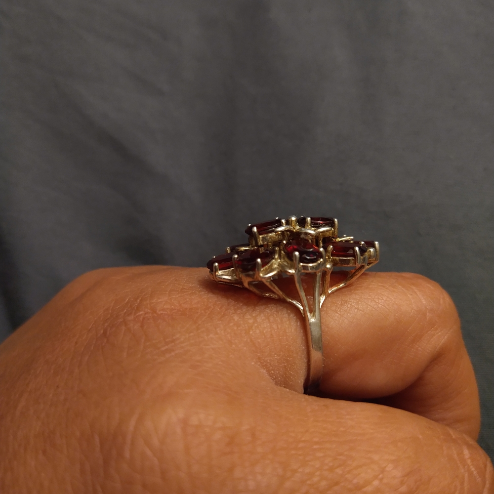 Radiant Red And Sterling Silver Statement Ring - image 2